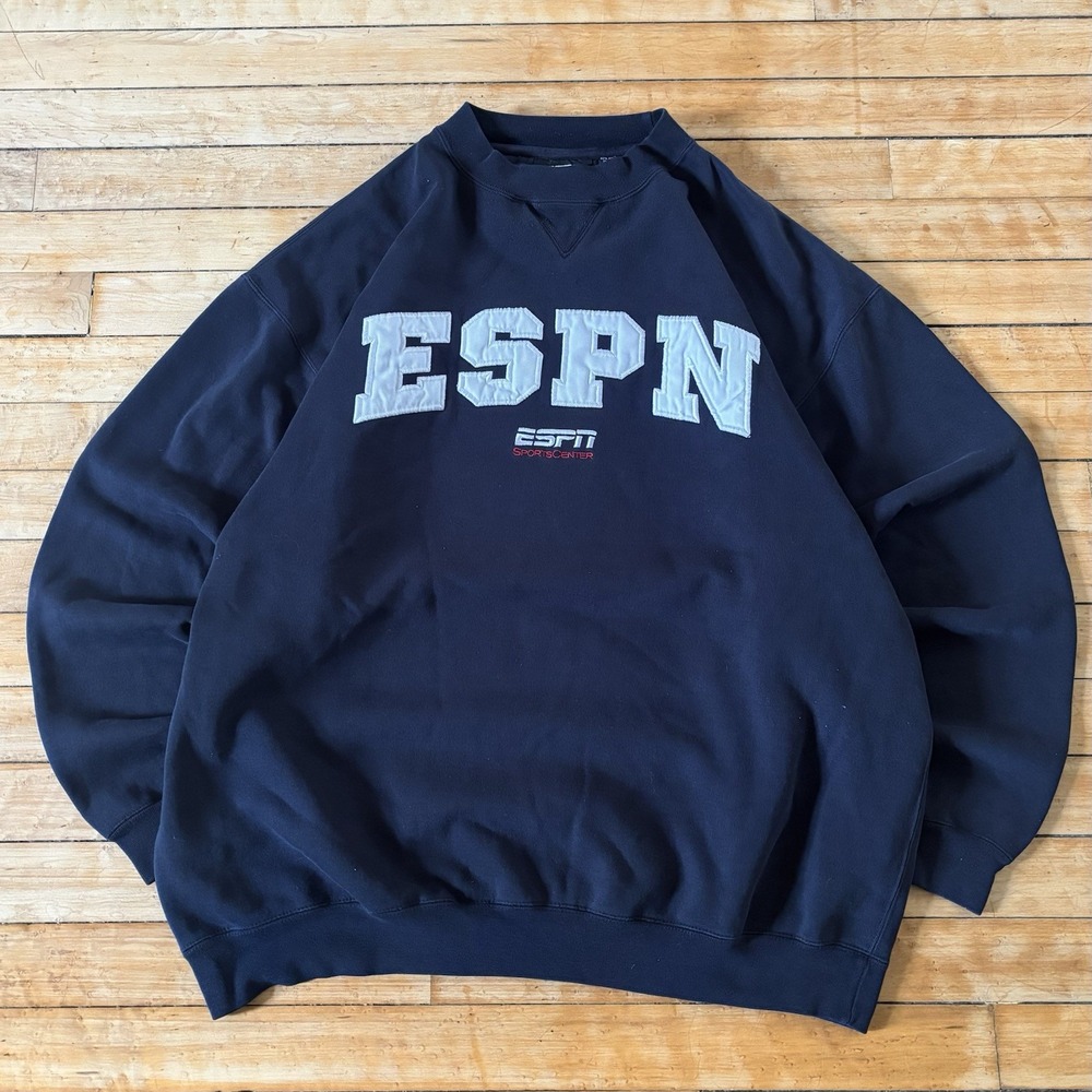 VTG ESPN SportsCenter Crewneck Sweatshirt Size XL Embroidered Logo 90s Retro
